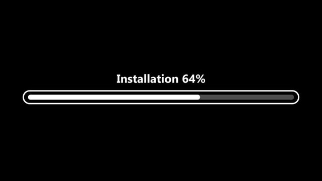 Installation failed loading bar animation isolated on a black background,  Loading Progress Bar Animation Background stock video