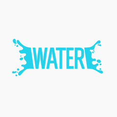 The inscription is WATER in capital letters of the Latin alphabet. A design element. Modern drinking water emblem.