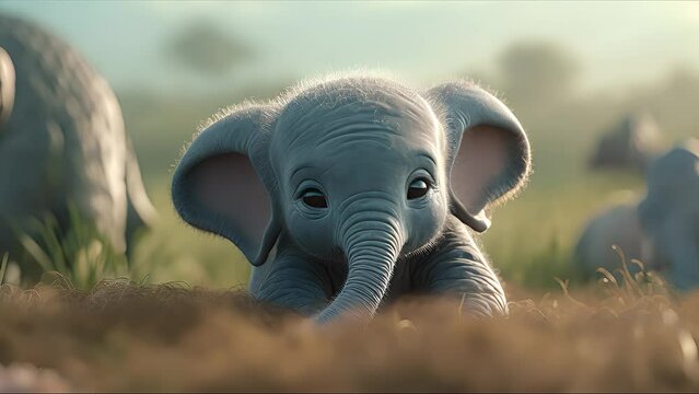 adorable cute baby elephant. Created with Generative AI.	
