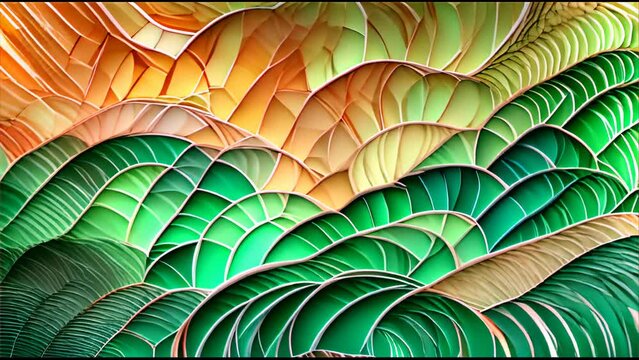 a complex geometric pattern created by overlapping leaf veins. 