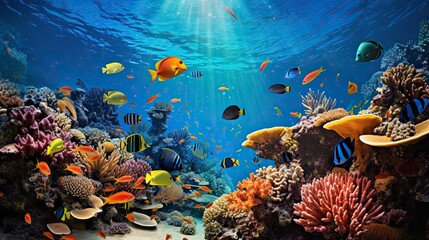 Dive into the enchanting world beneath the waves with this realistic portrayal of marine life in the sea