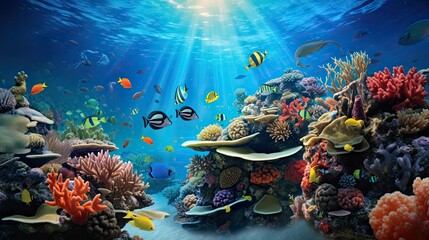 Dive into the enchanting world beneath the waves with this realistic portrayal of marine life in...