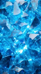 shiny illuminating Blue holographic raw crystals diamonds wallpaper background portrait