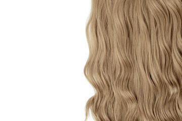 Hair care. Long wavy blonde female hair. Coloring in bright colors. Mockup for design and advertising.