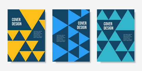 Set of book cover brochure designs in geometric style. Vector illustration. - obrazy, fototapety, plakaty