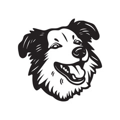 Smiley Border Collie Face - Vector Logo