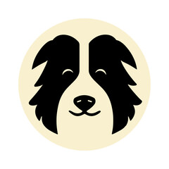 Border Collie Face - Vector Circled Logo