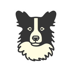 Border Collie Face - Minimalist Logo