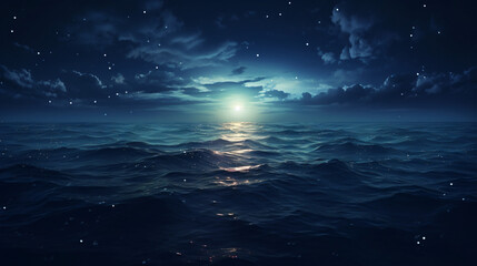 Fototapeta na wymiar Full moon in the sea