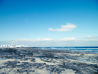 Beautiful coast in Caleta de Famara, Lanzarote Canary Islands.