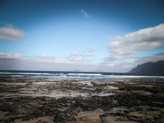 Beautiful coast in Caleta de Famara, Lanzarote Canary Islands.