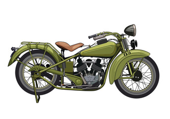 Obraz na płótnie Canvas classic motorcycle vector in green color for background design. isolated motorcycle white background.