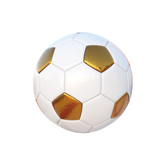 Fototapeta premium Goldent and White Soccer Ball With White Background