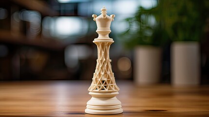 The bishop chess piece elegantly showcased. Detailed craftsmanship, strategic gameplay, chessboard, strategy game. Generated by AI.
