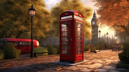 Iconic red British phone booth, a symbol of vintage communication and British heritage. Traditional design, telephone kiosk, iconic symbol, vintage communication. Generated by AI.
