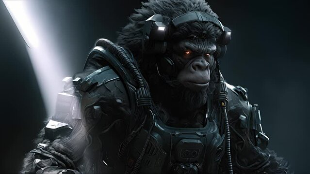 cyberpunk gorilla mercenary. Created with Generative AI.