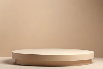 Travertine round podium in serene spa setting perfect for showcasing beauty products 
