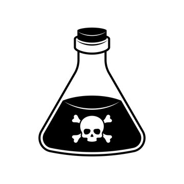 Bottle of poison icon isolated.Glass beaker with a poisonous liquid.	
