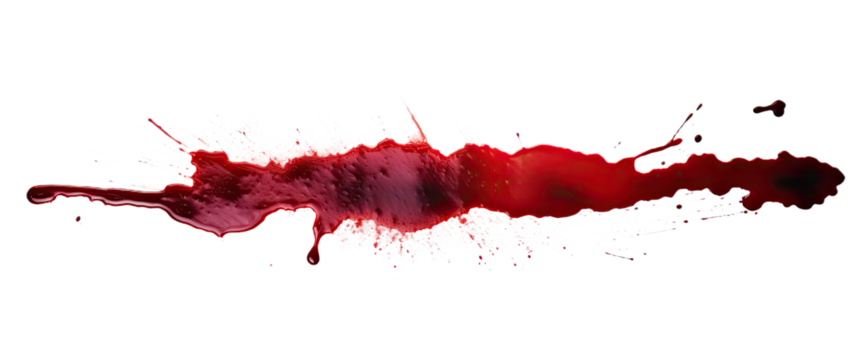 Dark Drops of blood, blood splash, blood spot. Isolated on Transparent background.