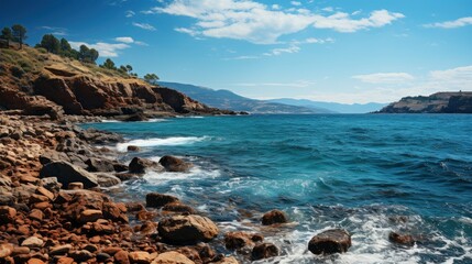 Fototapeta na wymiar Panoramic View Cliff Sea On Back, HD, Background Wallpaper, Desktop Wallpaper 