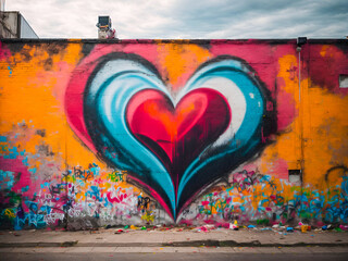 Obraz premium A graffiti heart on an urban wall