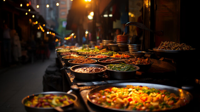 Street food in India, different food stalls