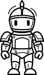 Cute little knight silhouette icon in black color. Vector template for laser cutting.