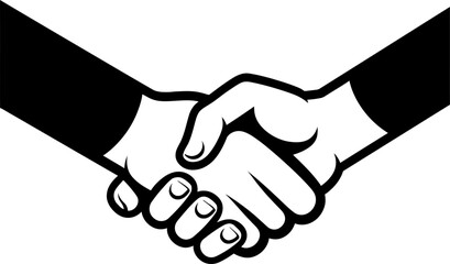 Handshake business silhouette icon in black color. Vector template.