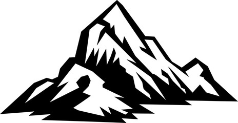 Mountain silhouette icon in black color. Vector template.