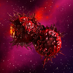Medical and scientific concepts, malignant, malignant, cancer cells, 3d illustration