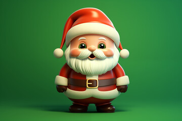 Cute Santa Claus figure on green background. Generative Ai