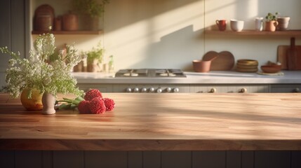 image that elegantly unfolds the visual story of an empty Podium, enhanced by a thoughtful interplay of light and shadows against a softly blurred Kitchen background for product display