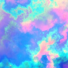 Fractal render, abstract fantasy background of colorful sky with colorful clouds