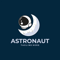 astronaut helmet space logo vector icon template design illustration