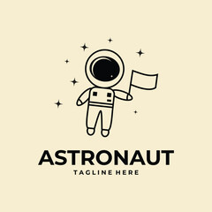 astronaut logo vector icon template design illustration