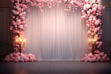 Fototapeta na wymiar Free photo a stage with a curtain and flower 