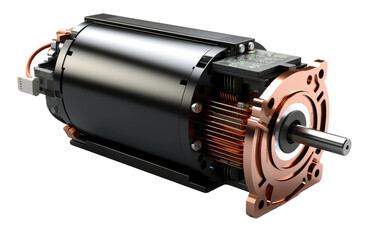 A Detailed Look at a Realistic Brushless DC Motor on White or PNG Transparent Background