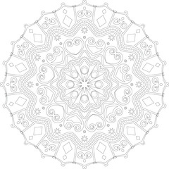 beautiful mandala design with hearts and ornaments for coloring