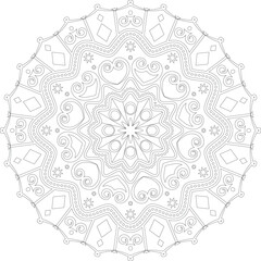 beautiful mandala design with hearts and ornaments for coloring