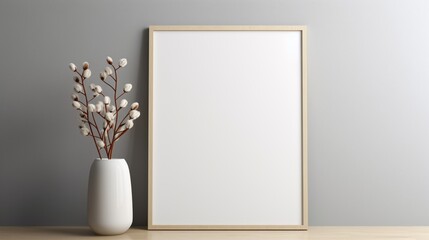Redefine your space with a modern touch - a 3D ed photo frame and mockup adorning a stylish gray wall. - obrazy, fototapety, plakaty