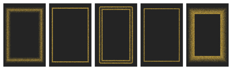 Golden abstract frame isolated on black background. Gold  border color. Yellow design element with place for text. Vector illustration collection.
