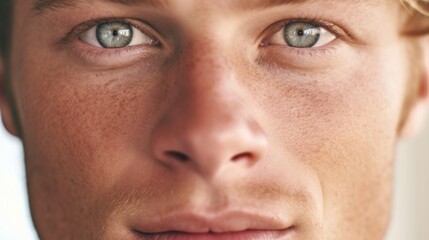 Capturing the close-up intensity in the man's eyes.