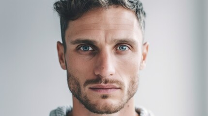 Obraz premium Capturing the close-up intensity in the man's eyes.