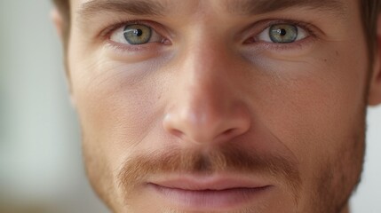 Obraz premium Extreme close-up highlighting the man's captivating gaze.
