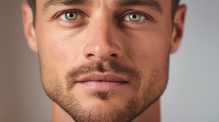 Fototapeta premium The camera captures the man's eyes in intricate detail.