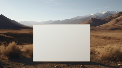 Dive into the vast beauty of nature with blank sheets of paper set against an awe-inspiring landscape background, forming an inspiring mockup for design.