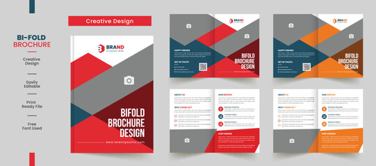 Clean Corporate bifold brochure template premium style with modern style and clean concept use for business proposal and business profile	 - obrazy, fototapety, plakaty