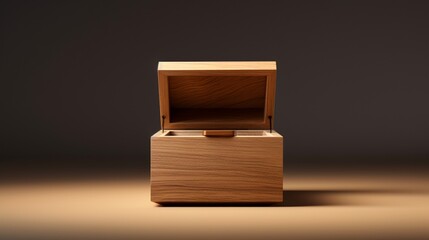 Elevate your product presentation with an opened square wooden box mockup, embodying the essence of refined casket packaging in a captivating 3D ing.