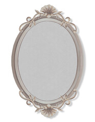 Baroque classic style oval geometry frame painted on a plastered wall isolated on white - concept...