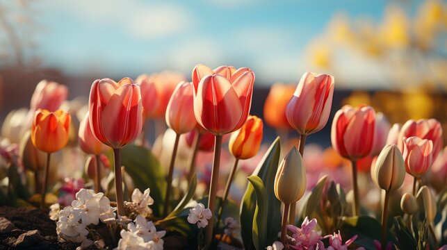 Flowers Garden Field Spring Springtime, HD, Background Wallpaper, Desktop Wallpaper 
